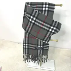 Burberry 100%LAMBS WOOL マフラー　グレーノバチェック