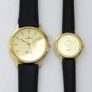 稼働品 美品 JUNGHANS ASTRA ユンハンス アストラ メンズ レディース クオーツ ペア ペアウォッチ 腕時計 237469 238512 新品レザーバンド