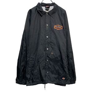 Dickies ナイロン コーチジャケット ディッキーズ L ブラック プリント スナップボタン 古着卸 アメリカ仕入 a612-5017