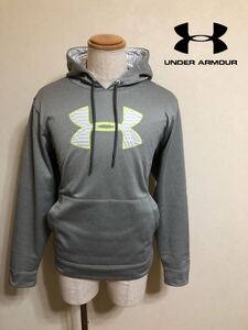 UNDER ARMOUR STORM アンダーアーマー ビッグロゴ スウェット パーカ フーディ ウェアプルオーバー 裏起毛 防寒 サイズLG 長袖 グレー