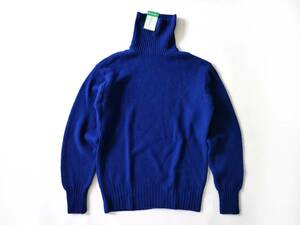 デッドストック 70s Benetton シェットランドウール タートルネック ロイヤルブルー◎ イタリア製 ニット メンズ Euro Vintage 60s80s