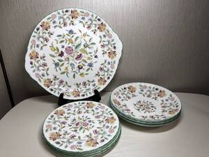 英国製 MINTON HADDON HALL ミントン ハドンホール B&B プレート パスタボール 深皿 大皿 合計8枚 デザート 花柄 BoneChina ボーンチャイナ