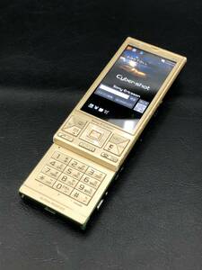 【通電・動作確認済み】au Sony Ericsson ガラケー S001 オリーブ×ゴールド Cyber-shot 初期化済み