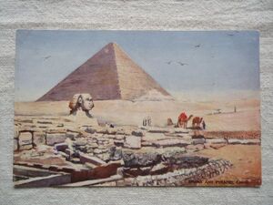 【絵葉書1枚】 SPHINX AND PYRAMID, CAIRO - EGYPT /Raphael Tuck & Sons OILETTE スフィンクス /遺物建築ヴィンテージ ハガキ 34-3