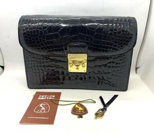 JRA クロコダイル crocodile バッグ クラッチバッグ ロック ワニ革 鰐革 シャイニー JRAタグ セカンドバッグ