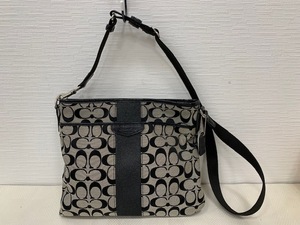 ☆1000円スタート☆ 【美品】 コーチ ショルダーバッグ F28502 ブラック系 キャンバス シグネチャー COACH ◆27817