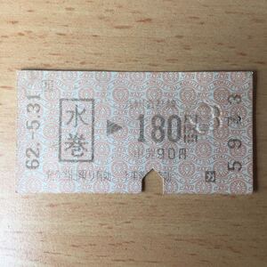 使用済 乗車券 水巻 180円区間 国鉄柄 5973