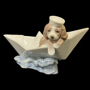 LLADRO お船に乗って リヤドロ 陶器人形 置物 犬　動物 フィギュリン インテリア 小物 西洋工芸 アンティーク 飾物