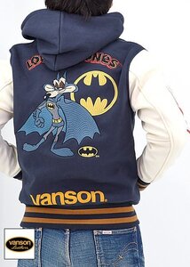 vanson×LOONEY WARNER BROS.100周年記念モデル ボンディングスタジャン◆vanson ネイビーXXLサイズ LTV-2404 バンソン バットマン