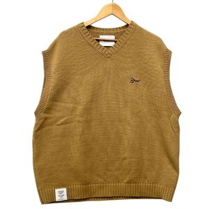 WTAPS ダブルタップス 22AW DITCH VEST/POLY ニットベスト カーキベージュ系 サイズ4=XL 正規品 / 35987