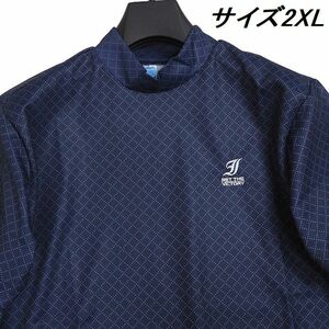 R438 新品 IGNIO GOLF イグニオ ゴルフ 涼感ドライ 半袖 モックネックシャツ 遮熱機能 ゴルフウエア 2XL ネイビー