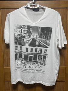 断捨離 ノーブランドTシャツ『FORESEE TROUBLE SWIFT ACTION（トラブルを予知して迅速な対応）』5L表記 古着