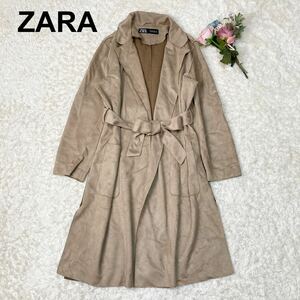 ZARA ザラ フェイクムートン ロングコート ベルト USA M レディース B102317-92