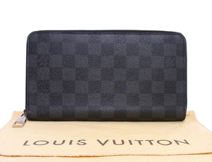 美品 LOUIS VUITTON/ルイヴィトン ダミエ・グラフィット ジッピー・オーガナイザー N63077 2012年製 保存袋付き ラウンドファスナー長財布