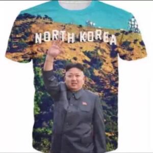 激レア 世界一美男子 北朝鮮金正恩委員長最高級Tシャツ LA制圧　ハリウッドスター金正恩同志　L 送料無料