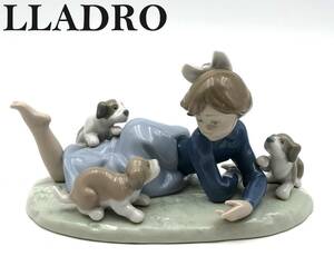 7704502-1【LLADRO】リヤドロ/皆で遊びましょう/少女と仔犬/フィギュリン/置物/インテリア/コレクション/美品/良品