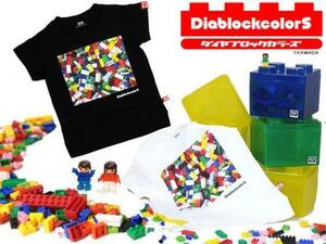 63k) Kids♪おまけ付き ダイヤブロック ブロックフォトTシャツ 100cm 白 ホワイト ギフト プレゼント 男の子