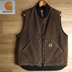 G5Y/Y5.2-2　アメリカ製　Carhartt　カーハート　ダックベスト　ワークベスト　中綿ベスト　裏キルティング　ダック地　メンズ　Mサイズ