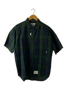 WTAPS◆WCPO SS SHIRT BLACKWATCH/半袖シャツ/3/コットン/GRN/チェック/221TQDT-SHM