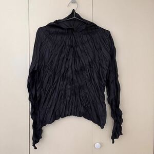 PLEATS PLEASE プリーツプリーズ 黒 シワ加工 ハイネック 長袖シャツ トップス 3 ブラック レディース 