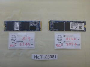 T-08081 / SSD / M.2 2280 / NVMe / 512GB / 2個セット / ゆうパケット発送 / データ消去済み / ジャンク扱い