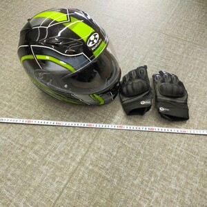 す1486 ヘルメット Kabuto カブト フルフェイス KAMUI Lサイズ インナーサンシェード ZEROS GLOVE ゼロスグラブ グローブ 手袋 バ イク