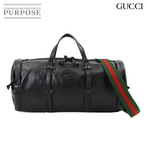 未使用 展示品 グッチ GUCCI ダブルG 2way ボストン ショルダー バッグ レザー ブラック 725699 GG Boston Shoulder Bag 90235874