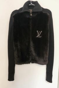 ★LOUIS VUITTON★ルイ・ヴィトン*ニットｘファー*サイズＭ*黒*美品*ジップアップセーター