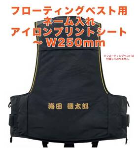 ★フローティングベスト　ネーム入れ　アイロンプリントシート　最大 W250mm