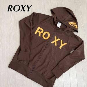 美品　ROXY ロキシー　ラッシュガード　ブラウン　こげ茶　Mサイズ　長袖　水着　スイムウェア　ジップアップパーカー