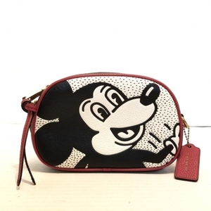 コーチ COACH ショルダーバッグ C1142 - レザー アイボリー×黒×レッド Disney、Keith Haringコラボ バッグ