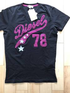 ディーゼル　Tシャツ 半袖 Diesel 黒×ピンク　レディース　S 新品　タグ付き