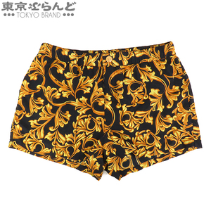 101733373 ヴェルサーチェ VERSACE スイムパンツ 水着 ショートパンツ ABU05002 ブラックxイエロー ポリエステル ダマスク 4 48 メンズ