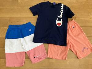 140 チャンピオン champion 半ズボン ハーフパンツ ピンク サーモンピンク 男の子 キッズ 男子 ブランド 130 150 Tシャツ 半袖 セット