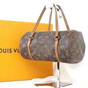 良品★ 1円 1円スタート　LOUIS VUITTON　ルイヴィトン パピヨン26 ボストンバッグ ドラムバッグ 筒型 モノグラム 旧パピヨン M51366 PVC