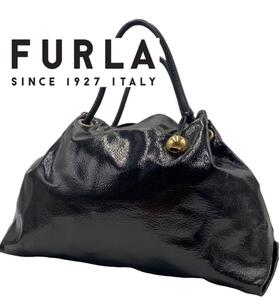 FURLA フルラ　ハンドバッグ　レディース　合皮　黒色　ブランド　お洒落　希少