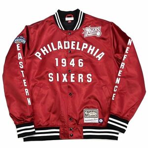 D0503SJ11 未使用品 24SS Mitchell&Ness/フィラデルフィア76ers ジャケット 【サイズ：L】 レッド NBA ミッチェルアンドネス