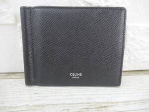 12J356SZ◎CELINE　セリーヌ　ビルクリップ　ウォレット　グレインドカーフスキン　マネークリップ　カードケース　メンズ◎中古品