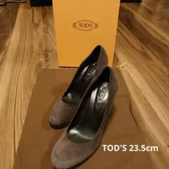 美品　TOD’S ブラウンスエード　チャンキーヒール