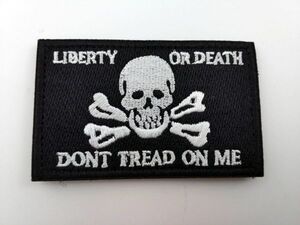 LIBERTY OR DEATH スカルボーンパッチ ワッペン ミリタリー ブラック