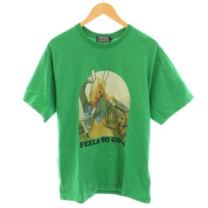 ヒステリックグラマー HYSTERIC GLAMOUR HITCHHIKER Tシャツ カットソー クルーネック 半袖 ヒスベア プリント L 緑 メンズ