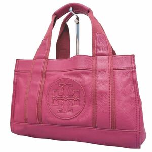 トリーバーチ TORY BURCH ハンドバッグ トートバッグ エラ ロゴ レザー 革 キャンバス 型押し 大容量 ミニ ピンク ショッキングピンク