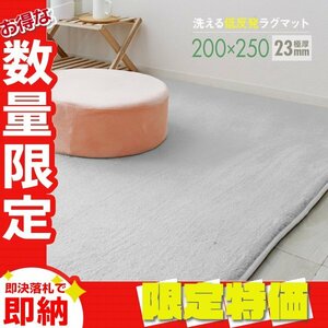 【限定セール】ラグ カーペット ラグマット Lサイズ 200x250cm 極厚23mm 3.2畳 床暖房 抗菌 防ダニ 低反発 絨毯 リビング マット 白