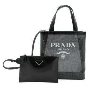 プラダ PRADA メッシュ スパンコール ミニトート ポーチ付き 1BG417-2D0A-F0002 RETE PAILLETTES NERO アウトレット レディース 