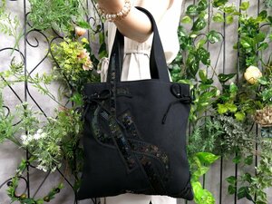 超美品●YSL Yves Saint-Laurent イヴ・サンローラン●Rive Gauche●キャンバス レザー 本革●トート バッグ●黒●B5 収納 かばん●Js47111