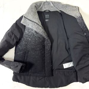 【極美品】ARMANI EXCHANGE ダウンジャケット ニット切替 異素材 スタンドカラー ロゴプレート ブルゾン メンズ アルマーニエクスチェンジ