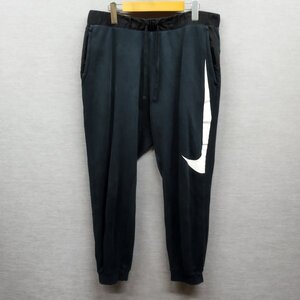 L432 NIKE ナイキ ハイブリッド フリース パンツ スウェット 切替 ロゴ ビッグ プリント スリムフィット スポーツ メンズ ブラック XL