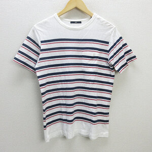 G■日本製■シップス/SHIPS Tシャツ/ボーダー柄【M】白系/men