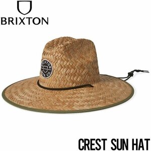 【送料無料】ストローハット 麦わら帽子 BRIXTON ブリクストン CREST SUN HAT 11026 TAN/OLIVE SURPLUS 日本代理店正規品　L/XL (60-62cm)