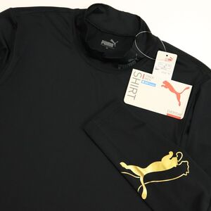 ●送料390円可能商品 プーマ PUMA 新品 メンズ 速乾 ハイネック 長袖 コンプレッション シャツ インナー 黒[3SPU121-BKGOL-LL] 三 参★QWER